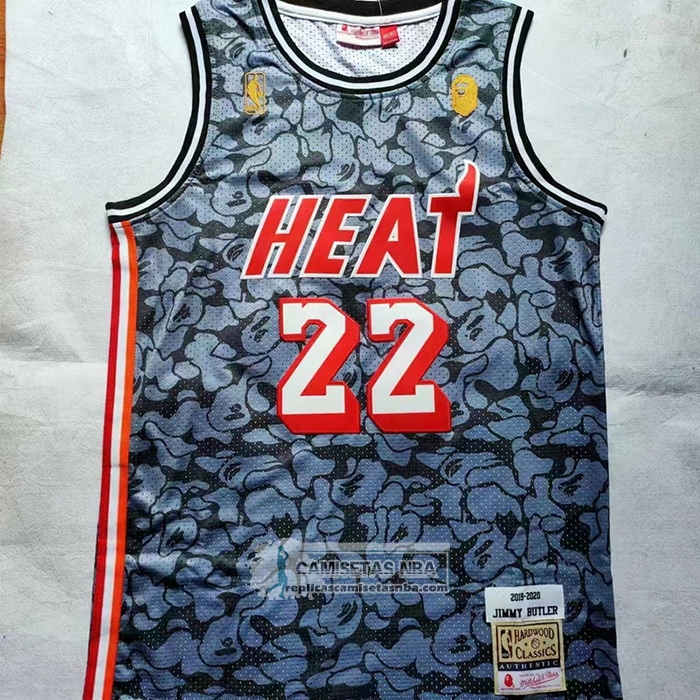 Camiseta Miami Heat Jimmy Butler NO 22 Mitchell & Ness 2019-20 Gris